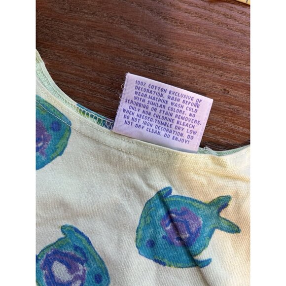 VTG 90s Fresh Produce Cotton Rainbow Fish Print Sun Dress Whimsy - Picture 9 of 9